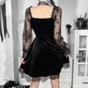 GMXIA Dark Fall Hip Hop Lace Fashion Busty Ausgestelltes Langarmkleid