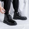 Martin Boots Men's British High-top Boots Soft Leather New Mid-top Leather Shoes Black Tooling Chelsea Short Boots