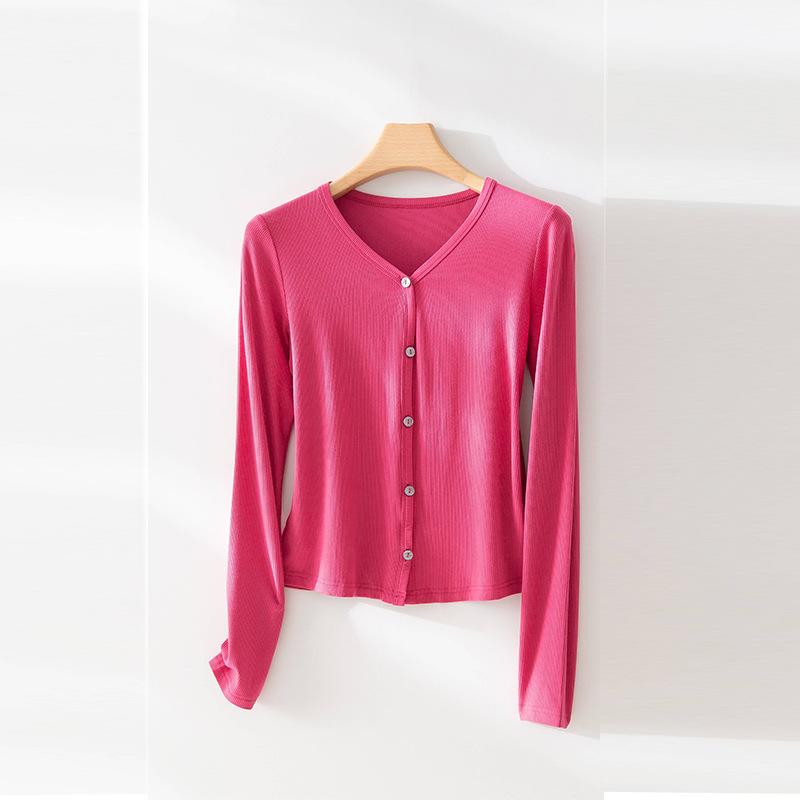 

Женский летний кардиган с коротким пике, в полоску, с вязаным воротником, новый, легкий и тонкий, солнцезащитный, повседневный, простой, топ-пальто L розы красного