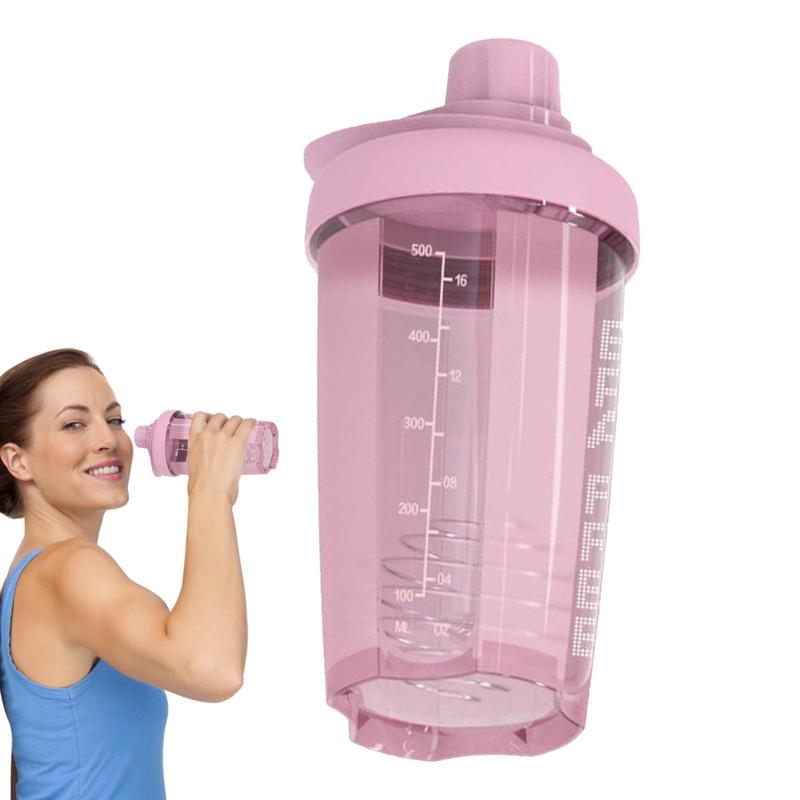 500ml Sportovní shakerová láhev Míchací láhev na syrovátkový proteinový prášek Sportovní Fitness pohár na vodu s časovým ukazatelem Opakovaně použitelné poháry