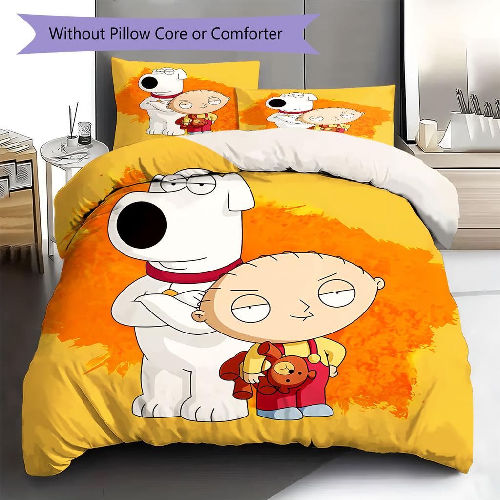 Rodinný typ Vzor Povlečení Sada prošívaných dek Quilt Cover Povlak na polštář Domácí dekorace Dárek k narozeninám (1 * povlak na peřinu + 2 * povlak na polštář, bez jádra)