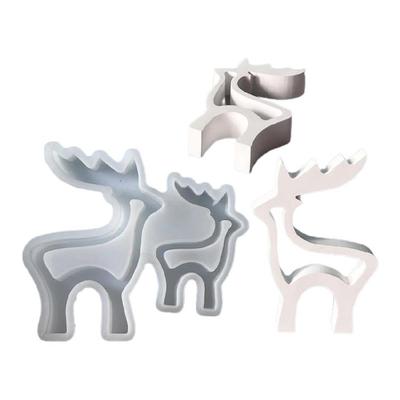 Christmas Deer Silicone Mould Easy Demolding Multipurpose Silicone Mould For Handmade Candle Soap Holiday Decoration