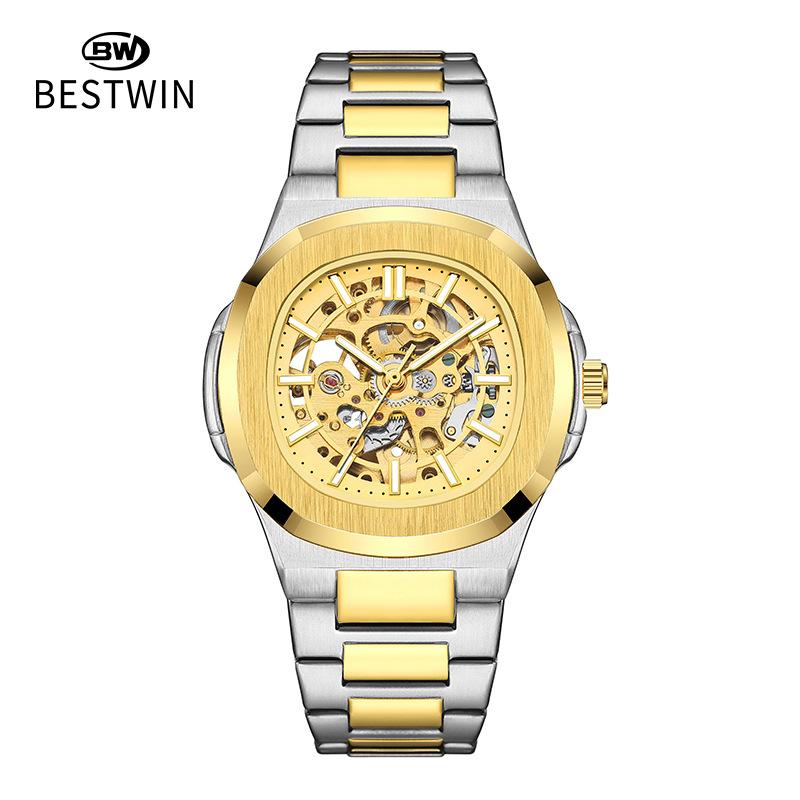 Double-sided hollow luminous men's watch, fully automatic mechanical watch, high-end waterproof men's watch, alloy watch