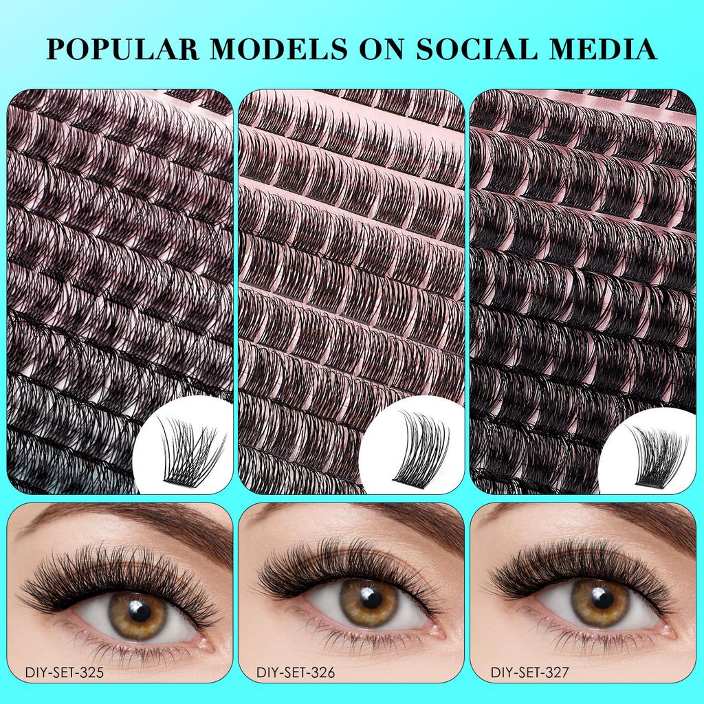 Single Cluster C Curved Multi-Hair False Eyelash Set 10-20Mmdiy Segmented Grafting Thick Eyelashes