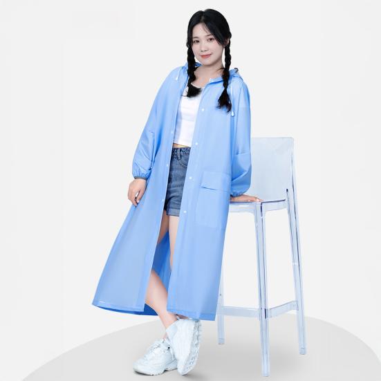 Yousheng Hooded Raincoat Waterproof EVA Button Zipper Closure Reusable Adults Ultralight Rainproof Thick Portable Outdoor Travel Rain Jacket Poncho