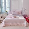 2025 New Kapok Twill Bed Cover Three Piece Set Kapok Love Solid Color Lace Bed Cover with a Pair of Pillowcases