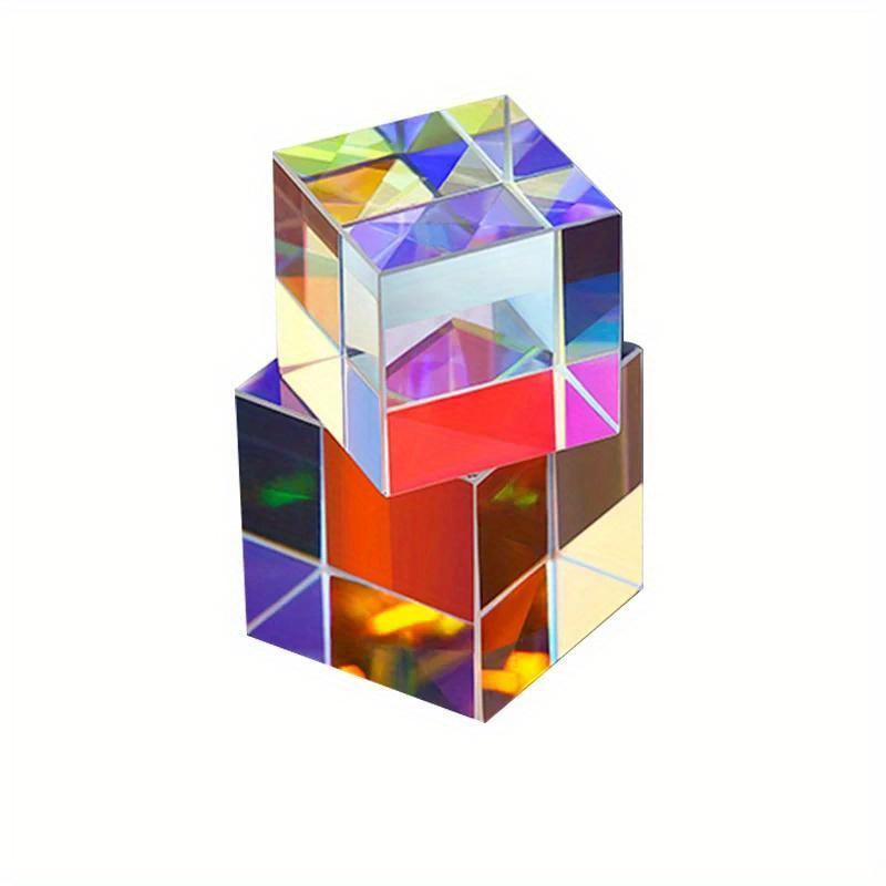 1pc RGB Optical Glass Cube Prism - Educational Toy Mixed Color Light Splitting Experiment, Science Learning