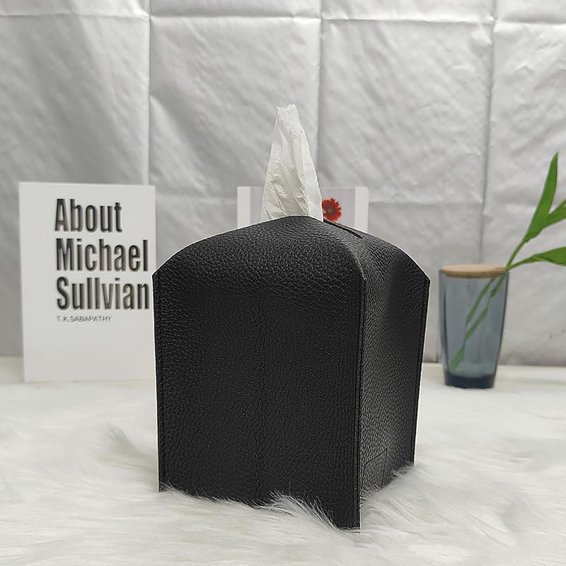 

Modern Pu Leather Square Tissue Box Holder Tissue Box Cover Decorative Holder Organizer For Bathroom Bedroom Office Desk Car чорний