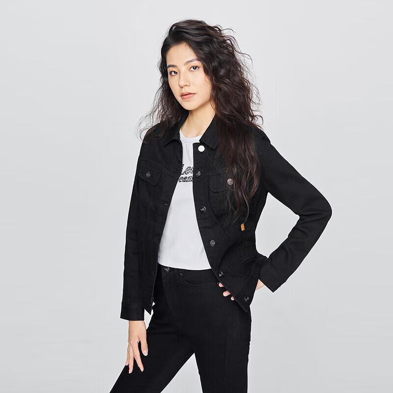 Lee Women's Black Standard Fit Denim Jacket
