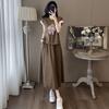 Summer Cotton Color Block Two-Piece Set: Short Sleeve Top & Pocket Skirt