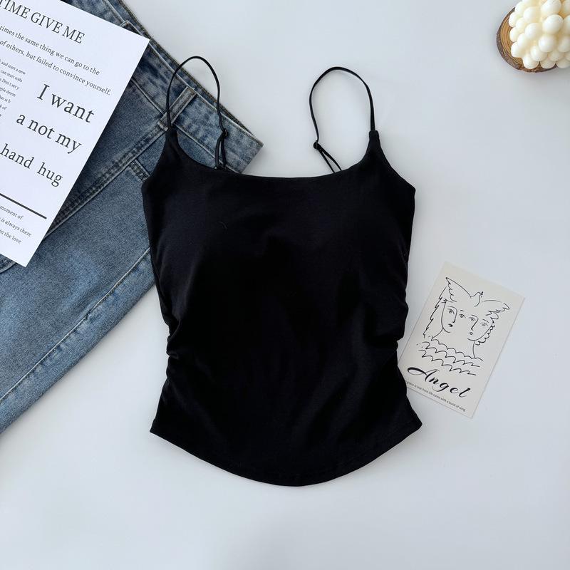 Women's White Camisole Vest: Thin, sleeveless top ideal for summer layering or as a standalone piece.