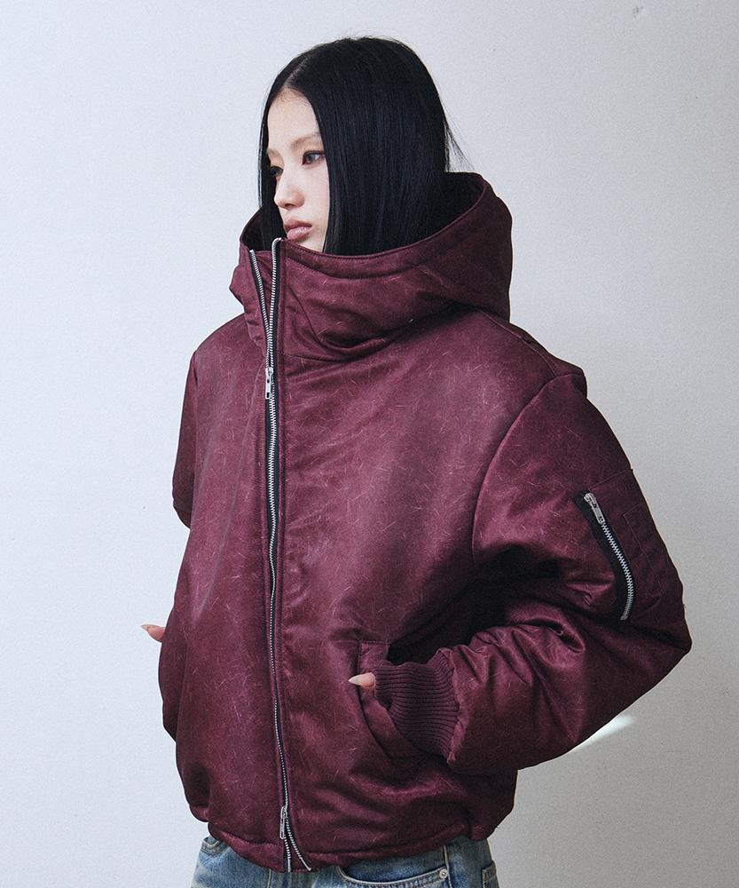 Lekim L1 Hooded Puffer Jacket (Burgundy)
