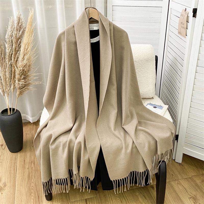 Luxury Brand Solid Women Cashmere Scarf Autumn Winter Warm Shawls Wraps Men Pashmina Tassels Scarves Female Foulard Poncho Stole