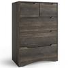 Commode 5 Tiroirs - Bealife - Commode De Chambre - Marron Foncé - MDF - 72 X 41 X 94 Cm