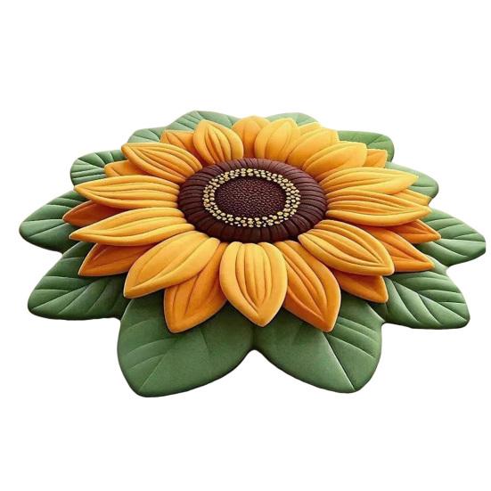 Yousheng 3D Sunflower Floral Plush Rug Non-Slip Backing Easy To Clean Various Sizes Living Room Rug Home Decor