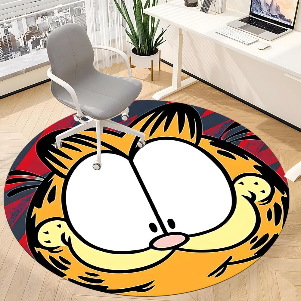1pc Garfield Cat Office Round Area Rug, Under Office Chairs Bedroom Living Room Home Decor, Room Deco