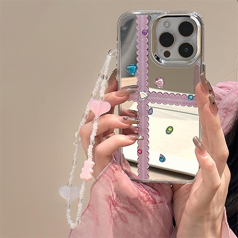 Zhitai Rhinestone Mirror Bracelet Case for iPhone 15/14 Pro/13 Pro Max/12