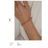 Yhpup Stainless Steel Jewelry Minimalist Chain Golden Bracelet Elegant Natural Pearl Metal Texture for Women Bijoux Femme Gift