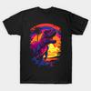 Men Black Print T-shirt Neon T-Rex No-Cut Transfer Paper Print Cotton Tshirt