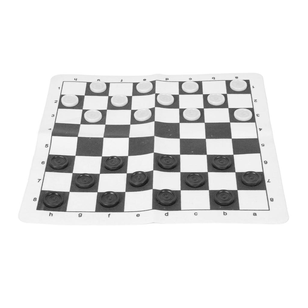 Set Dame Educațional Portabil Pliabil Tablă din Piele PU Joc de Societate de Dame pentru Copii Adulți