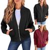 Women's Full Zip Up Jacket Spring Fall Long Sleeve Short Sweatshirt Casual Loose Outwear with Pockets