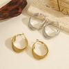 Korean Style Retro Wave 18K Gold Electroplated Twisted Rope Titanium Steel Earrings for Women
