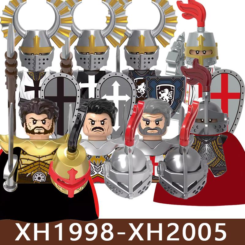 Medieval Roman Soldier Figures Building Blocks MIlitary Castle Warrior Hospital Templar Knight Flag Cloak Accessories Bricks Toy