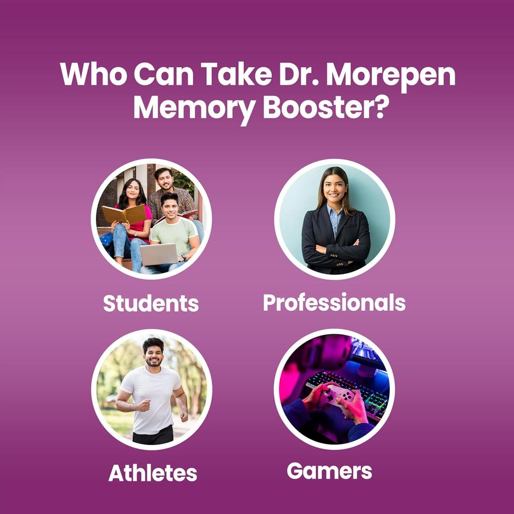 DR. MOREPEN Memory Focus Mood Tablets With GABA Ashwagandha Chamomile Brahmi Vitamins B1 B2 B3 Magnesium 60 Tablets