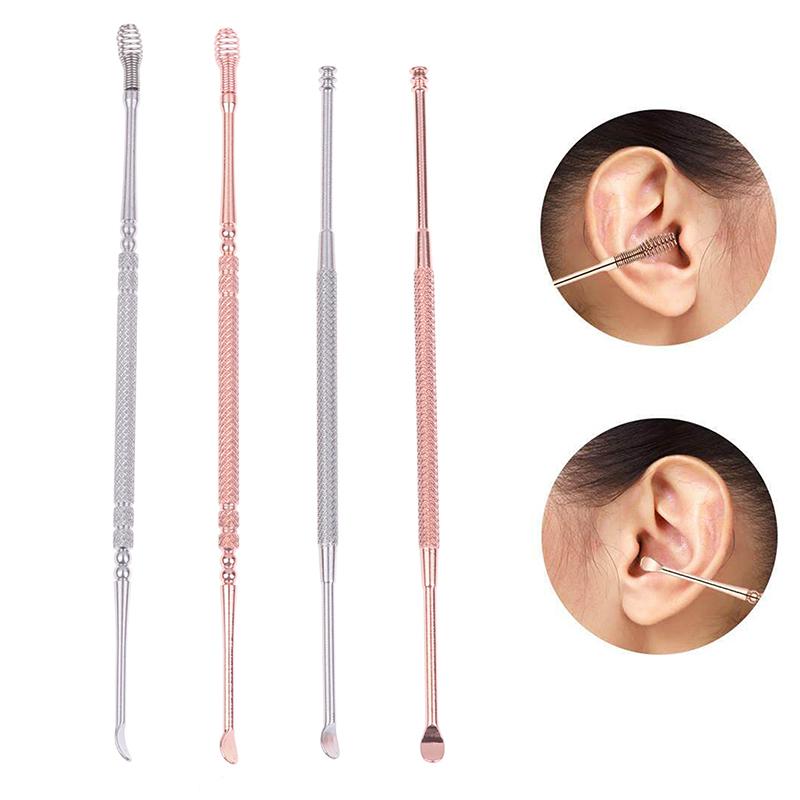 Stainless Steel Double Head Ear Wax Removal Cleaner Double End Earwax Remover 360° Cleaning Ear Pick Ear Care Tools