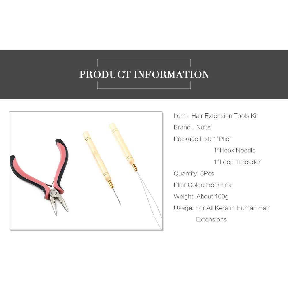

Плоскогубцы с 3 отверстиями розового цвета и микро-игла и нитевдеватель 3 шт./компл. для наращивания волос