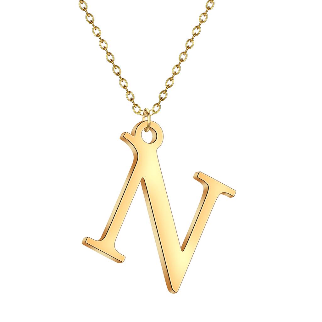 Kinitial A-Z English Alphabet Letter Pendants Necklaces For Women Metal Jewelry Simple Initial Chain Choker Collares