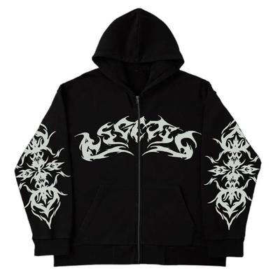Printed Long-sleeved Jacket European and American Street Trend Gothic Punk Fashion Retro Trend Zipper Sports Sweater