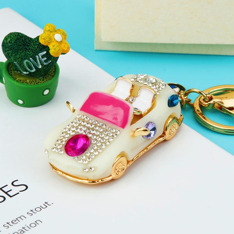 Fashion Alloy Metal Car Key Chain Keychain Charm Women Handbag Crystal Pendant Luxury Model Car Accessories Keyfob