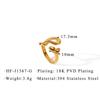 European & American Titanium Steel Heart Hollow Double-Headed Versatile Open Ring, 18K Gold Plated