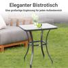 Gartentisch Bistro Tisch Glastisch Sicherheitsglas+Metall Schwarz L68,5xT68,5xH84cm