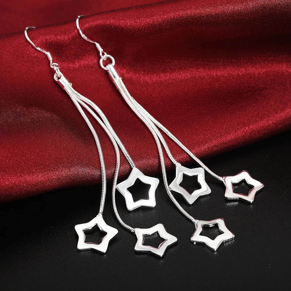 925 Silver Earrings Simple Round Circle Hoop Earrings For Woman Fashion Wedding Engagement Charm Jewelry