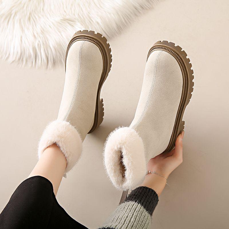 Large Size Warm Ladies Shoes Round Toe Platform Winter Women's Snow Boots on Offer Furry Footwear Comfortable and Elegant Ankle
