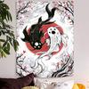 Arazzo giapponese Monte Fuji La Grande Onda Decorazioni da appendere a parete Fiore di ciliegio Boho Decorazioni per la casa Arazzi bianchi e neri