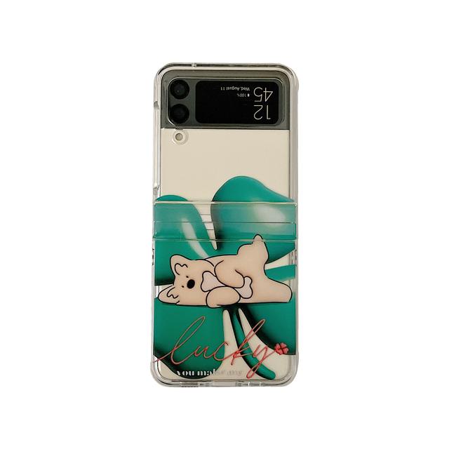 For Samsung Z Flip 4 Case Cute Love Dog Transparent Folding Phone Case For Samsung Z Flip 3 5g Flip4 Shockproof Hard Back Cover