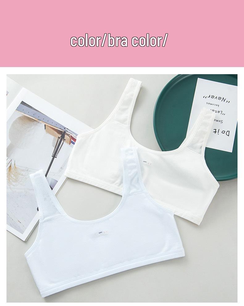 Girls' Cotton Sports Bra with Fixed Cups - Youth Vest