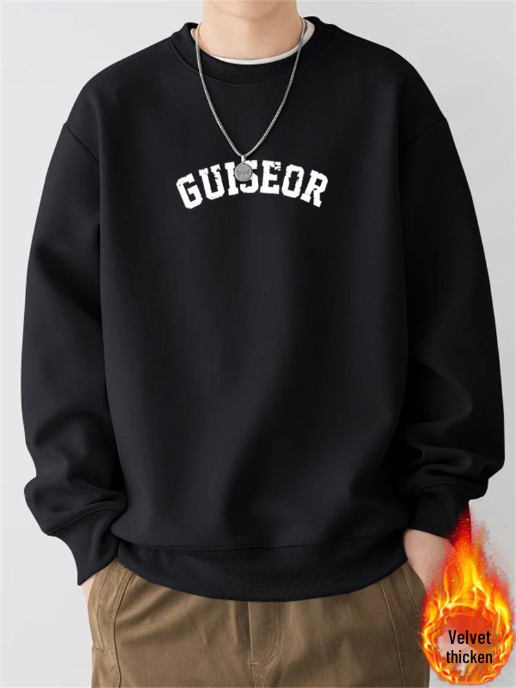 Men's Retro Heavyweight Crewneck Sweatshirt - Autumn/Winter Trendy Loose Pullover