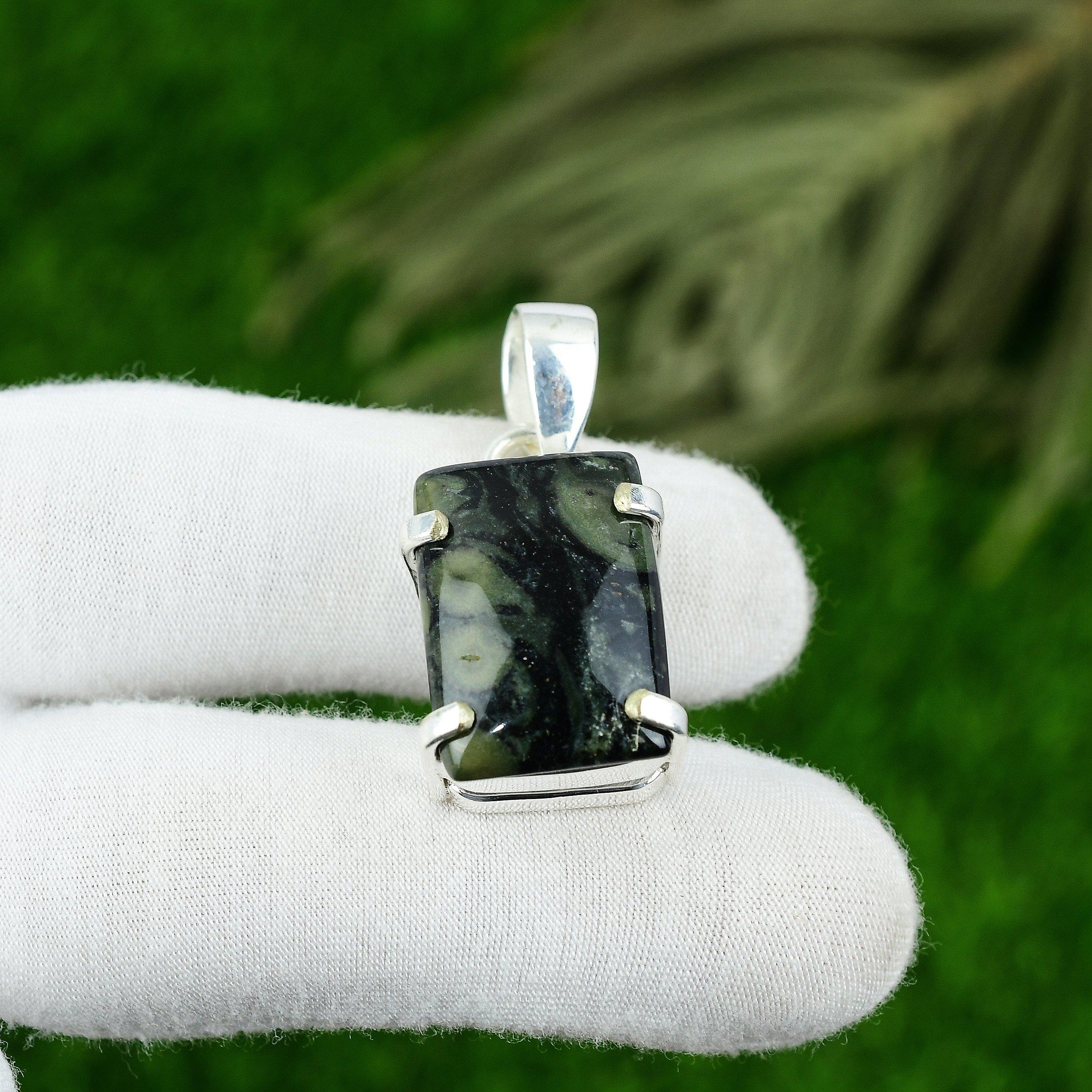 

Anniversary Gift For Her Natural Kambaba Jasper Gemstone Pendant 925 Silver