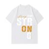 Men's 100% Cotton Crew Neck Short Sleeve T-Shirt, Always Stay Strong Letter Print Casual Comfortable Lightweight Tee for Daily Home Outdoor Wear, Loos