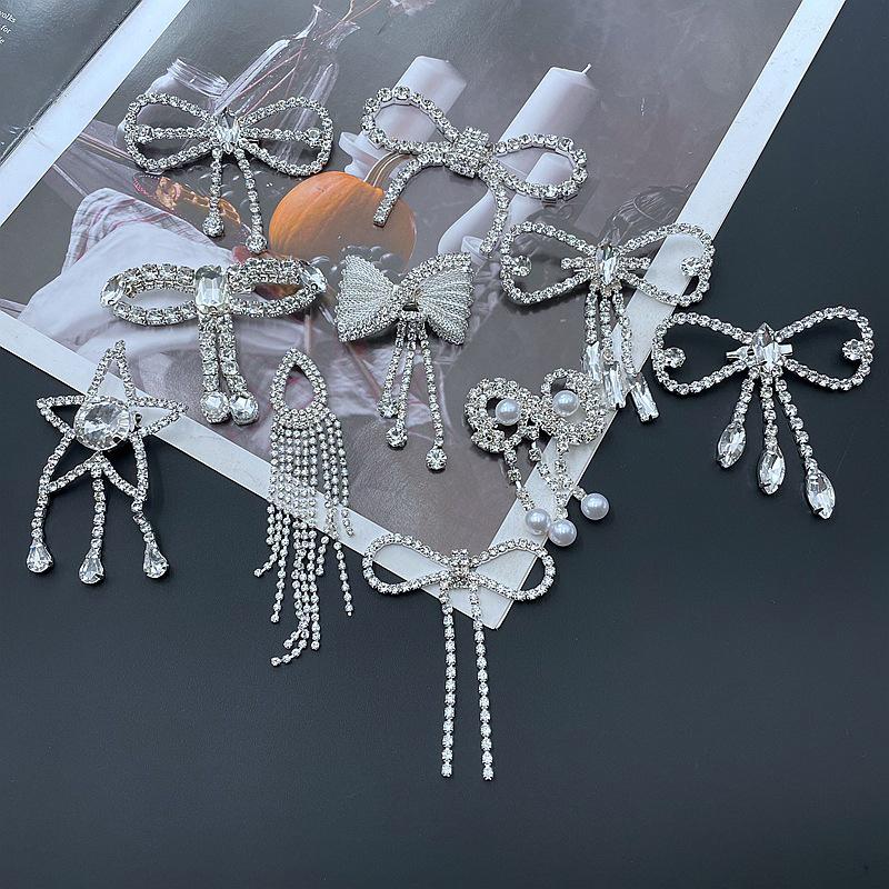 Rhinestone Bow Brooch Pin Tassel Clip Fashion High-End Shoe Bag Accessories Gifts For Women Girls