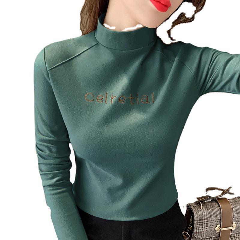 Half High Collar Undershirt Long Sleeved T-shirt Women's Top