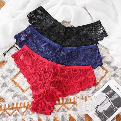 Sexy Spitze String Tiefer Bund Spitze Transparentes Höschen Damen Aushöhlen Atmungsaktiver G-String Slips Unterwäsche Lingerie