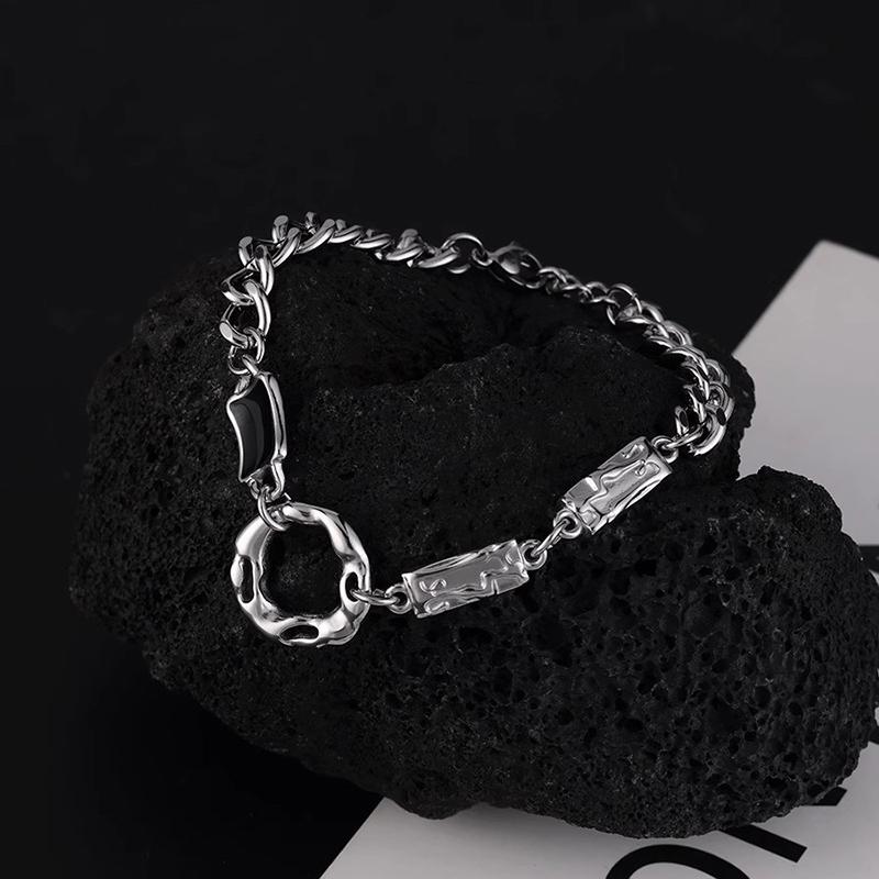 Fashionable And Creative Irregular Circular Zircon Bracelet Neutral And Cool Punk Style Silver Color Daily Party Jewelry Gift