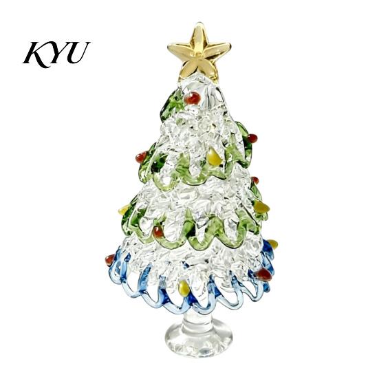 Unique Christmas Gifts for Friends Glazed Tree Figurine, Glass Pulled Wire Desk Decor, Desktop Decor Mini Holiday Tabletop Ornament Car Home,