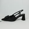 Fashion Black High Heeled Slingback Shoes for Women 2025 Summer Elegant Pointed Toe Butterfly-knot Design Ladies Dress Office Pumps
