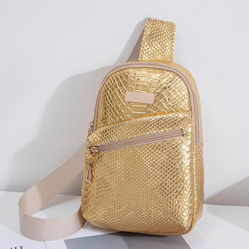

Сумка на грудь с узором крокодила Новая корейская мода Сумка через плечо Большая вместимость Сумка для мобильного телефона Женская маленькая сумка через плечо